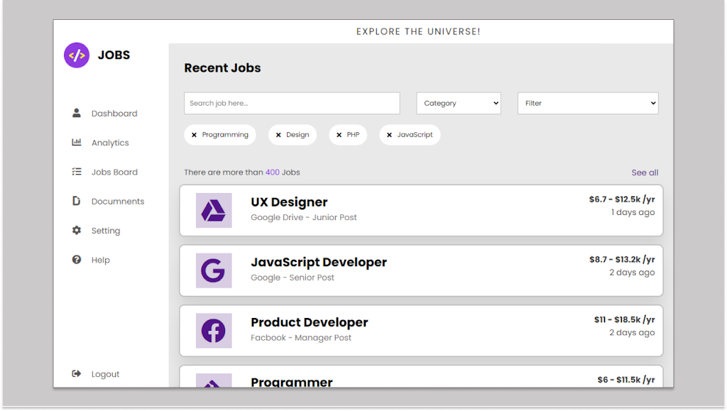 Create a Dashboard using HTML and CSS