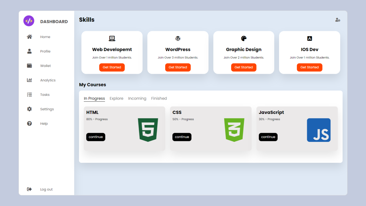 Admin Dashboard with HTML & CSS Tutorial